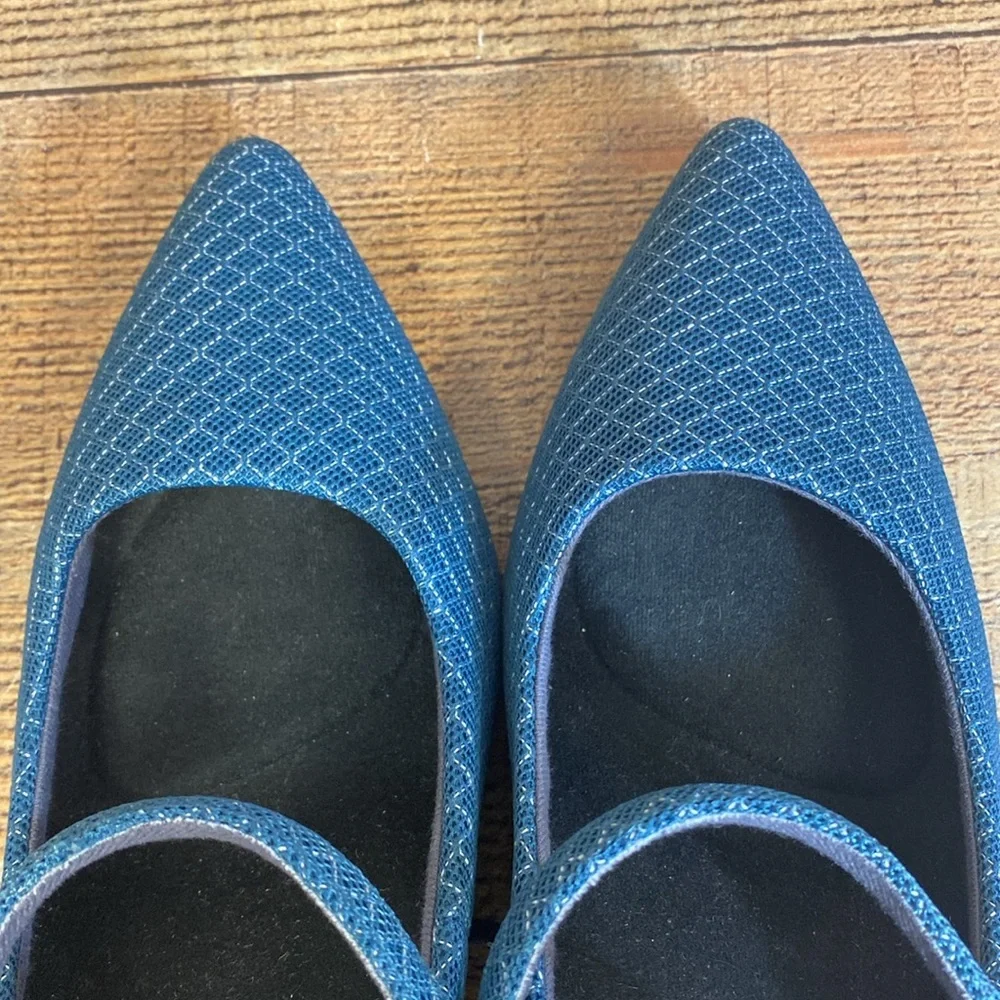 Betabrand Mile Marker Mary Jane Pumps‎ Heels Womens 7.5 Blue Pointed Toe Office